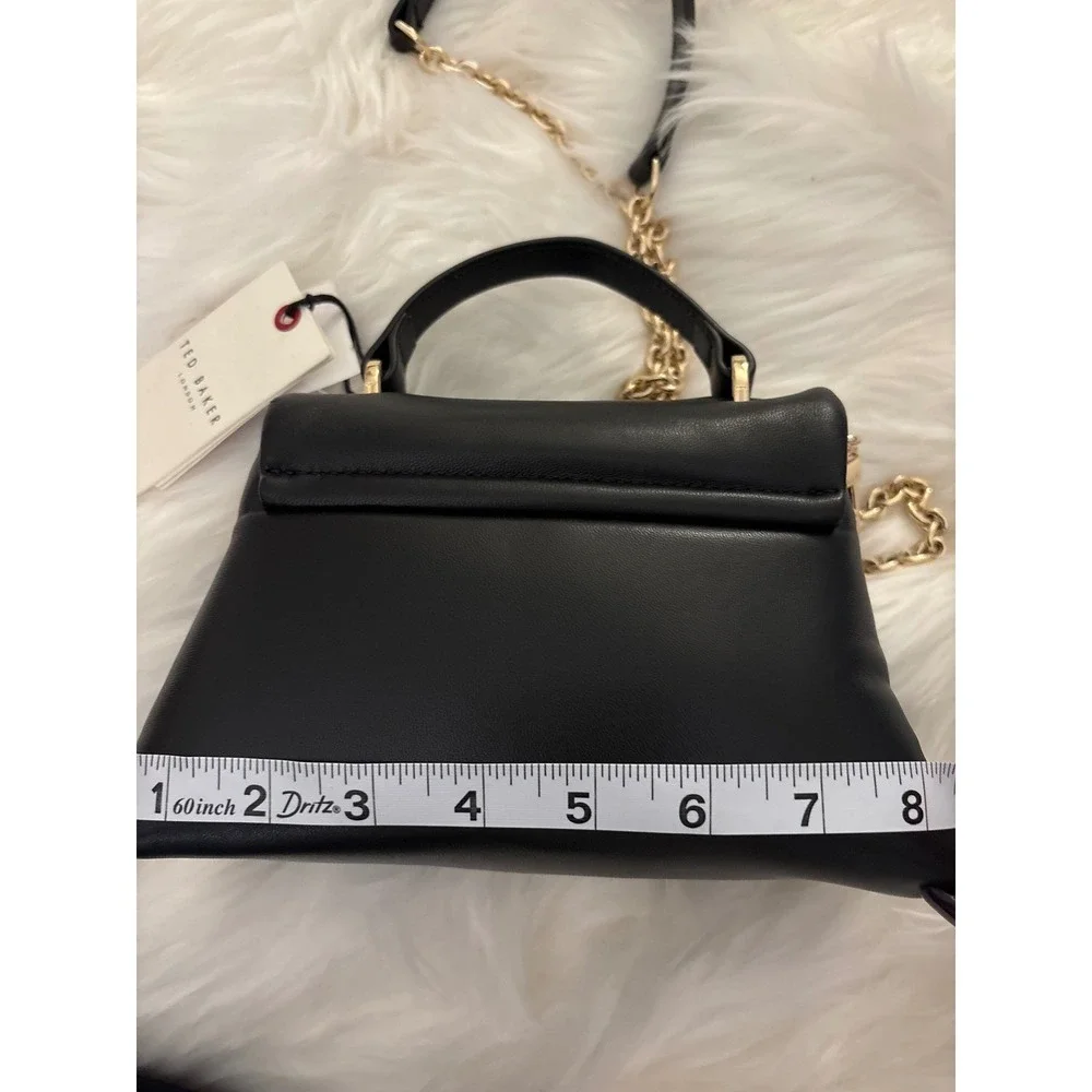 Ted Baker Mini Poppy Satchel Black Sheep Leather Top Handle Crossbody MSRP $215